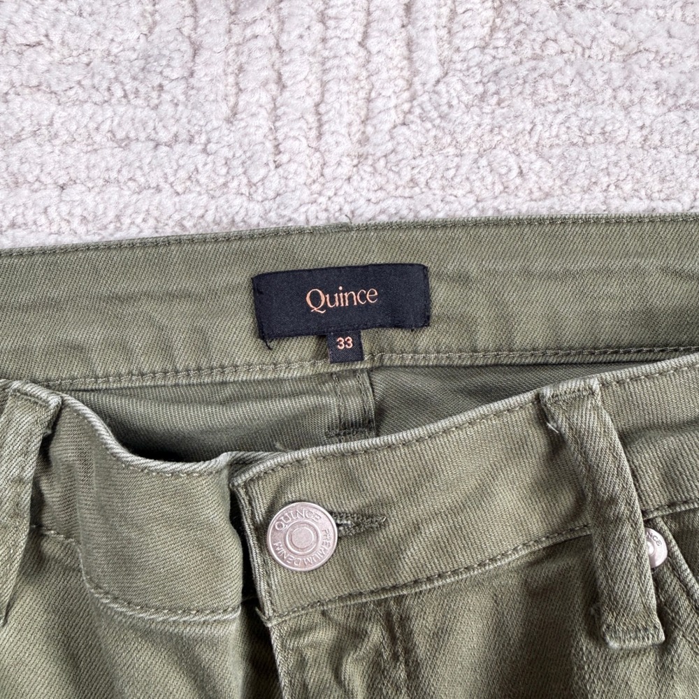 Quince Bella Wide Leg Jeans Womens 33 Loden Green Stretch High Rise Denim Olive - Picture 7 of 11